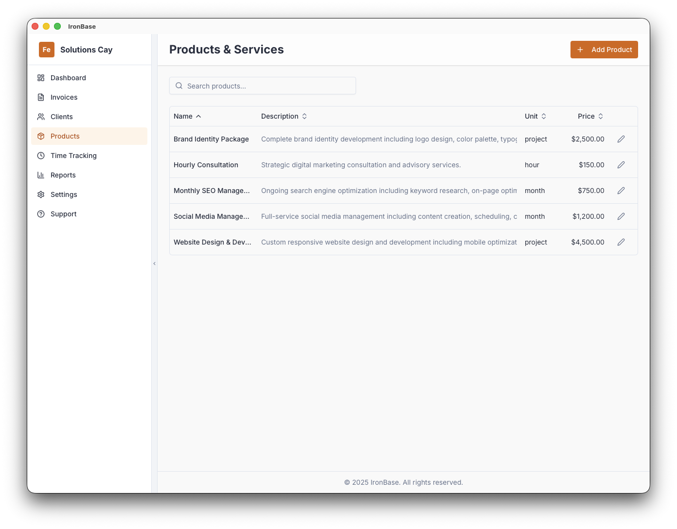 IronBase products and services